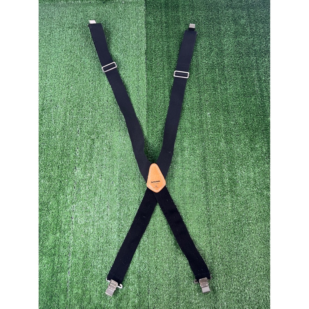 Husky CLC 110BLK Black Heavy Duty Work Suspenders Leather X-Back 2 Inch